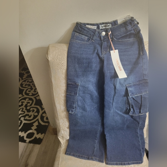 VIGOSS GIRLS WIDE LEG BLUE JEANS NWT ADJUSTABLE WAIST - Picture 1 of 10